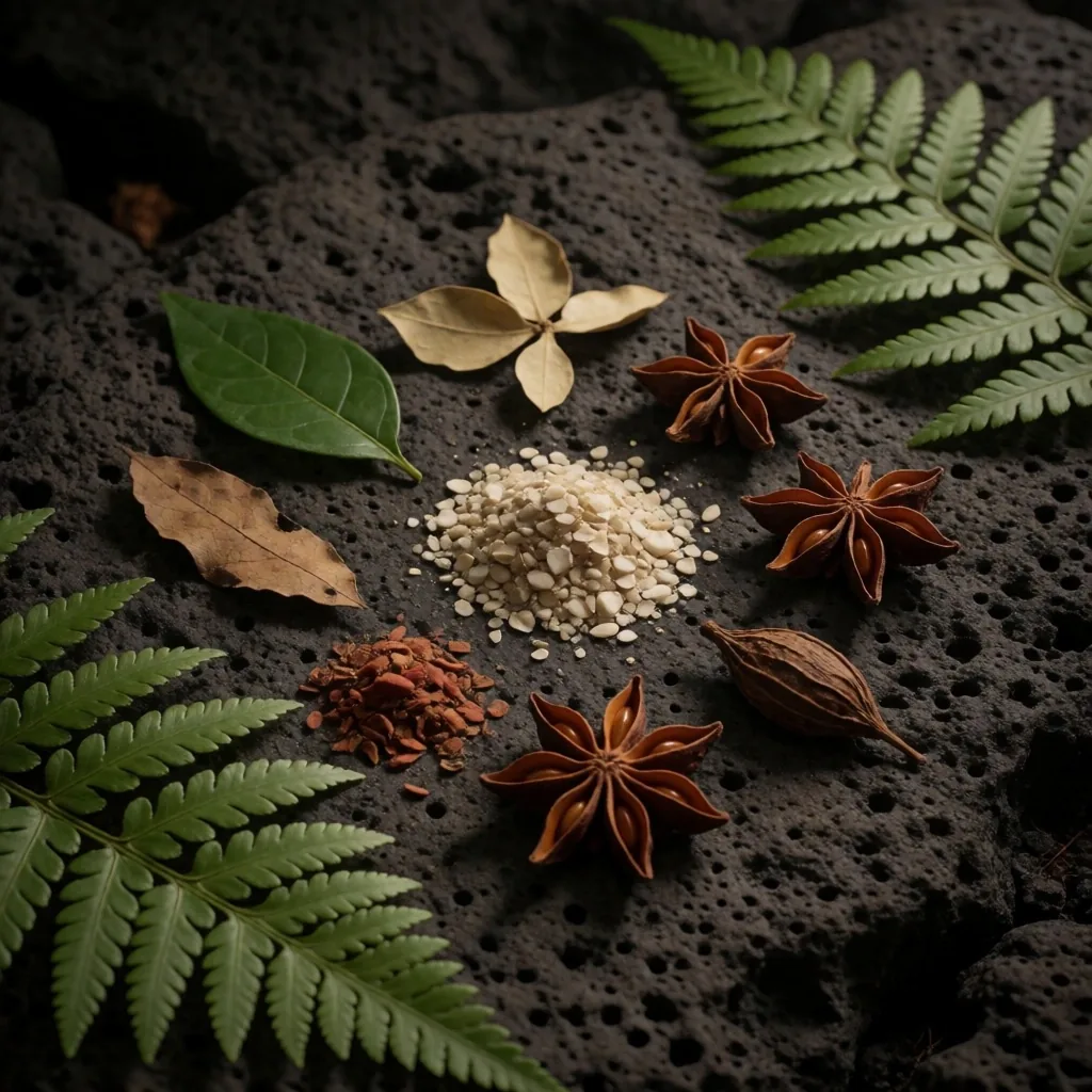 Dried botanical ingredients on stone