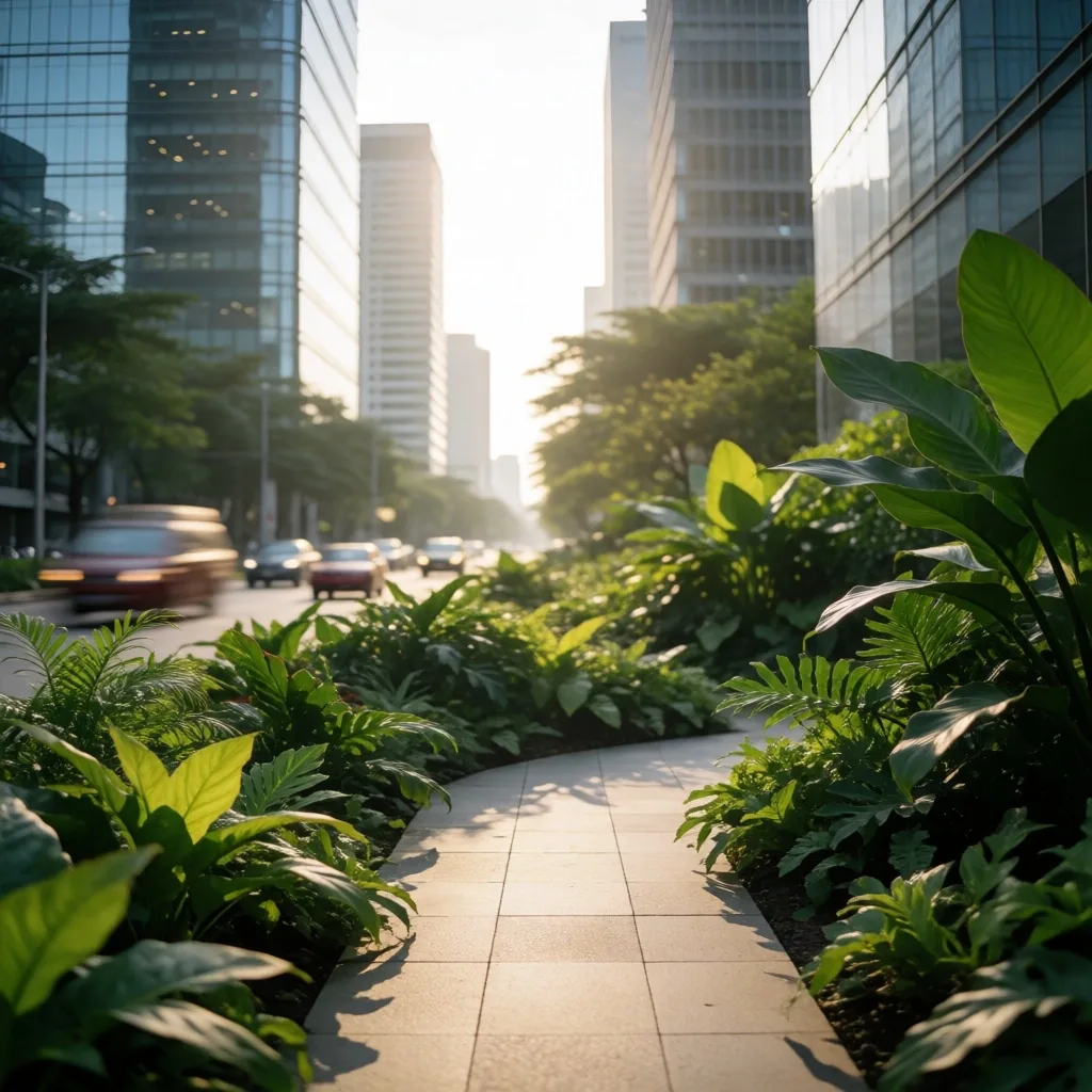 Jakarta urban environment with tropical light
